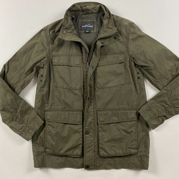 Eddie Bauer Travex Military Field Coat Jacket Men's Medium Cotton Army Green - Picture 2 of 15